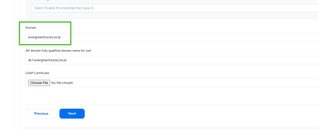 Configuring the domain list to include a single domain in extractions.